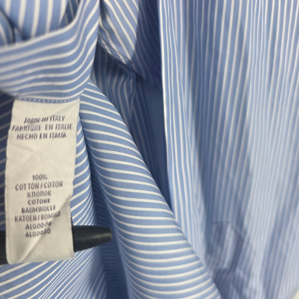 Ralph Lauren Purple Label Mens 17.5 Blue White Striped French Cuff Shirt Italy - Picture 7 of 8